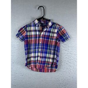 Ralph Lauren Shirt Boys 6 Multicolor Plaid Short Sleeve Button Down‎ Pony Logo
